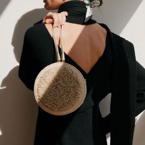 Fashion Round Bags For Women 2021 Luxury Handbags Women Bags Designer lambswool Diamonds Ladies Shoulder Crossbody Bags