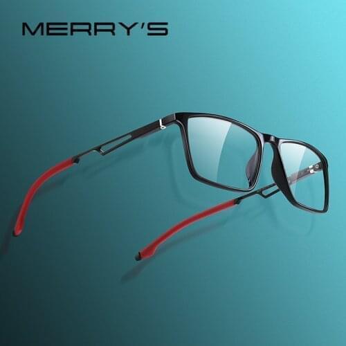 MERRYS DESIGN Men Myopia Prescription Eyeglasses Sport Glasses Frame Acetate Frame Aluminum Legs With Silicone Temple Tip S2270