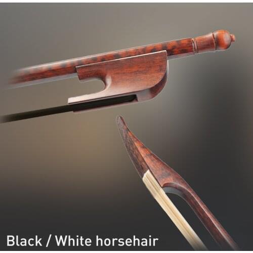 NAOMI Advanced German Baroque Bow Snakewood Round Stick Mongolian Black/ White Horsehair Well Balanced Violin/ Viola/ Cello Bow