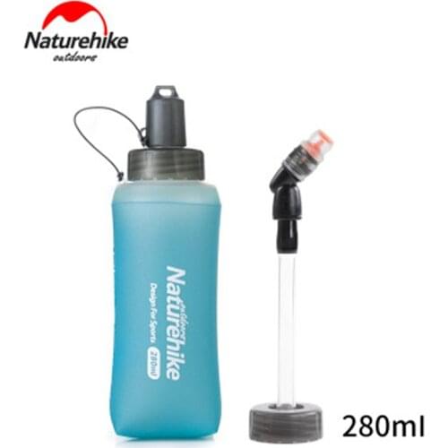 Naturehike Running Water Bottle TPU Soft Cup Portable Running Soft Bottle With Straw Marathon Sport Kettle NH17S028-B