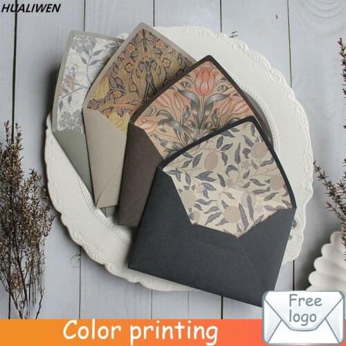 Original Design 5pcs/pack Vintage Gift Envelopes Morandi Color Floral Envelopes Wedding Invitation Envelope 115mmx160mm