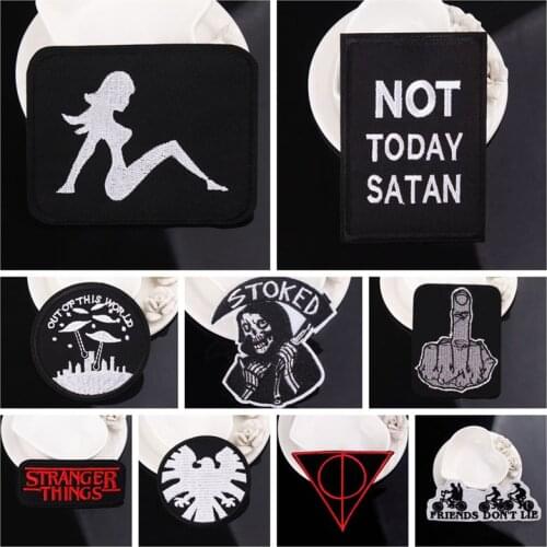 Prajna Diamond Punk Letter Personality Patches For Clothing Patch For Clothes Iron On Patches Embroidered Patch Metal Stickers