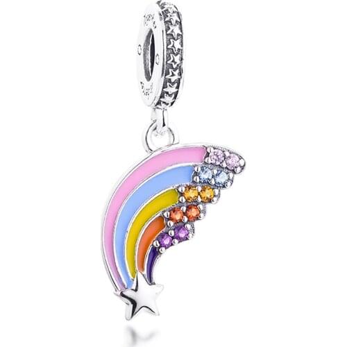 Fits Pandora Bracelet Charms 925 Original Sterling Silver Colourful Rainbow Dangle Beads DIY Fine Jewelry Making Bijoux Femme