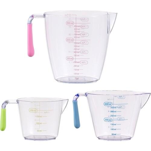 Clear Graduated Baking Cups Hard Plastic Measuring Jugs Kitchen Beaker Containers Stackable Spout Flour Oil Powder Measuring Cup