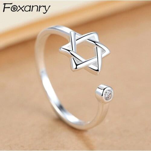 Evimi Adjustable 925 Sterling Silver Engagement Rings INS Fashion Sweet Hollow Star Sparkling Zircon Bride Jewelry Lover Gifts