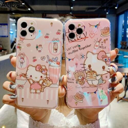 Sanrio Cartoon Hello Kitty Cell Phone Case For IPhone 11 12 Pro Max 7 8 Plus X SE XR XS Mini Promax Cute Kawaii Y2k Girl Gifts