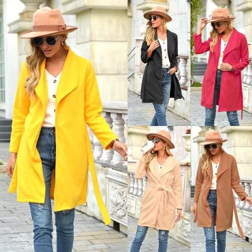 Autumn winter new long khaki black red woolen plus size zaraing-style za 2020 women sheining vadiming female jacket coat