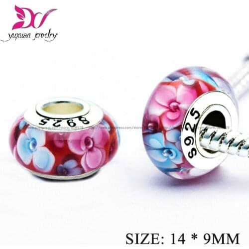 Murano Glass Charm Beads 925 Sterling Silver Elsa Anna Belle Snow White Ariel Cinderella Tinkerbells Class Beads abalorios