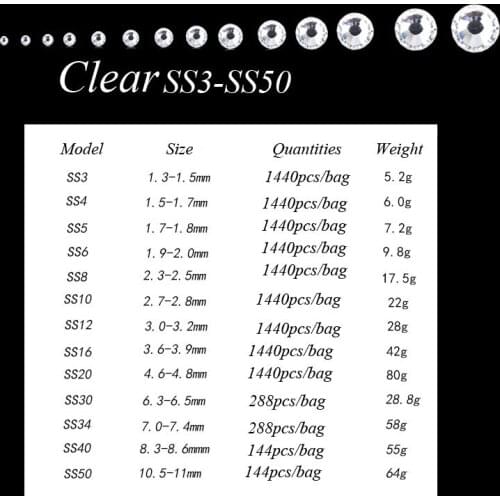 SS3-SS50 Flatback Clear Crystal Glass Nail Art Rhinestone Nail Strass Non Hot Fix Rhinestone Glue for Nails DIY Tool