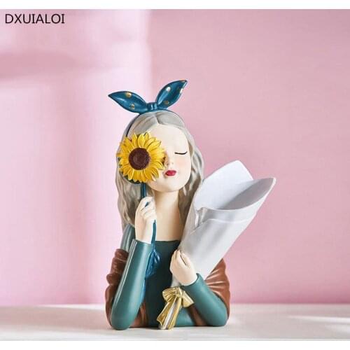 Nordic style character resin girl vase home decoration living room desktop sculpture decoration ornaments DXUIALOI