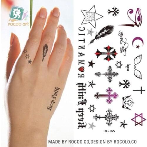 Waterproof Temporary Tattoo Sticker on body art small cross finger tatto stickers flash tatoo fake tattoos for girl women