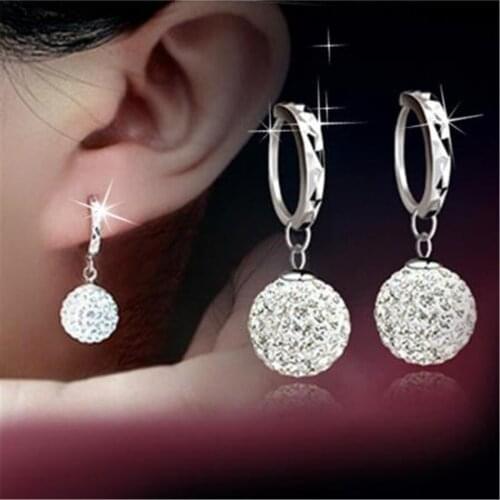 Fashion Women Luxury Rhinestone Full Diamond Bling Crystal Earrings Ear Stud