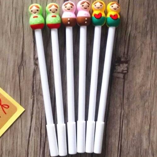 1pc Creative Matryoshka Cap Gel Pen Multicolor 0.38mm Black ink Signature Pen Cute Students' gift prize office and school supply