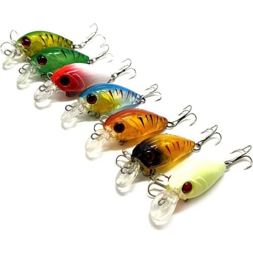 2PCS 4g5cm Lure Rock Little Fat Mini Bait Rofei Hard Fishing Gear Floating Minnow Fhard Top Water Crank Trout Bass