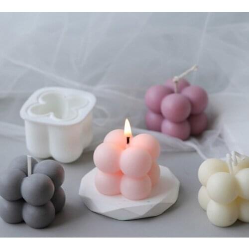 3d DIY Handmade Silicone mold Soy Wax Essential Oil Aromatherapy Cube Candle Molds for plaster Candle holder Soap Form