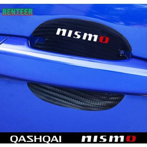 4pcs Carbon Fiber Car Door Handle Sticker For Nissan Tiida Sunny QASHQAI J10 J11 MARCH LIVINA TEANA X-TRAI