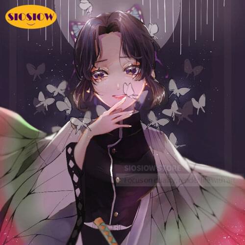 5d Diy Diamond Painting Full Round Demon Slayer Shinobu Kochou Figure Set Diamond Mosaic Embroidery Cross Stitch Birthday Gifts