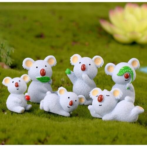 6Pcs/Set Koala Decor Ornamental Multi-type Adorable Cartoon Resin Koala statue Decoration Simulation cartoon ornaments gift
