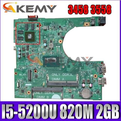 Akemy I5-5200U 820M 2GB FOR Dell Inspiron 3458 3558 Motherboard 14216-1 1XVKN 042FX9 42FX9 Mainboard 100% tested