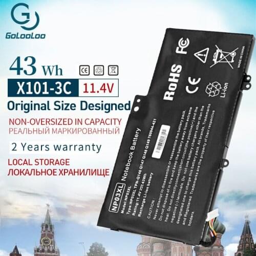 Golooloo 43Wh battery for HP Presario NP03XL TPN-Q146 TPN-Q147 TPN-Q148 760944-421 (3ICP6/60/80) HSTNN-LB6L X360 13-A010DX