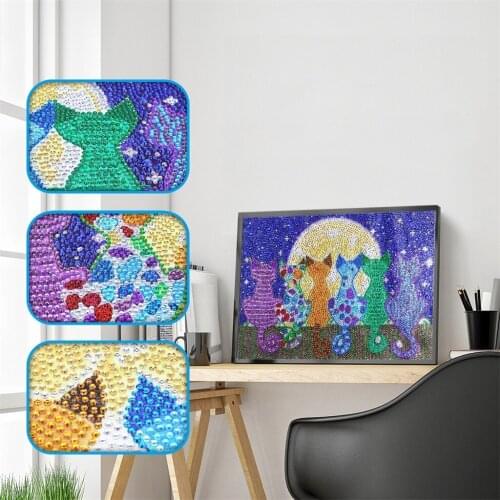 5D Special Shaped Diamond Painting Animal Cat Moon Full Drilled Diamond Embroidery Cross Stitch Kits DIY Art Craft Home Decor