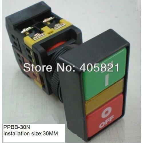 Free shipping! 5Pcs/Lot PPBB-30N Square double head type with lamp On-off button switch 30MM Rectangular double button