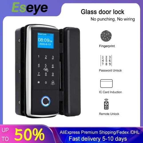 Glass Door Lock Biometric Smart Fingerprint Lock Band RFID And Digital Password Remote Control Unlock Office Electronic Lock