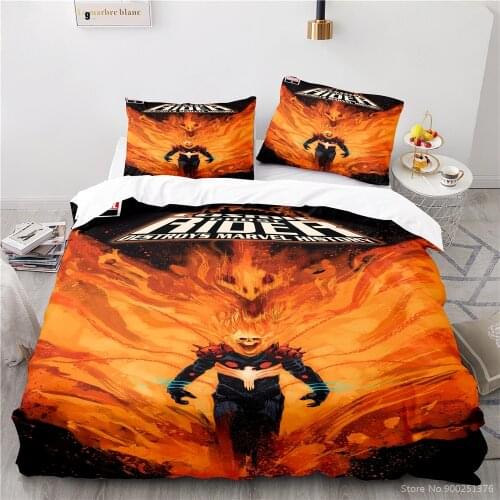 Twin Full Queen King Size Bedding Set Ghost Rider Skull 3D Cartoon Printed Quilt Cover / Duvet Cover Set Bed Linens Bedclothes