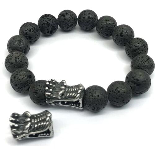 316L Stainless steel Dragon head 2mm Beads Charms Retro Animal Spacer Beads for Jewelry Making Bracelet