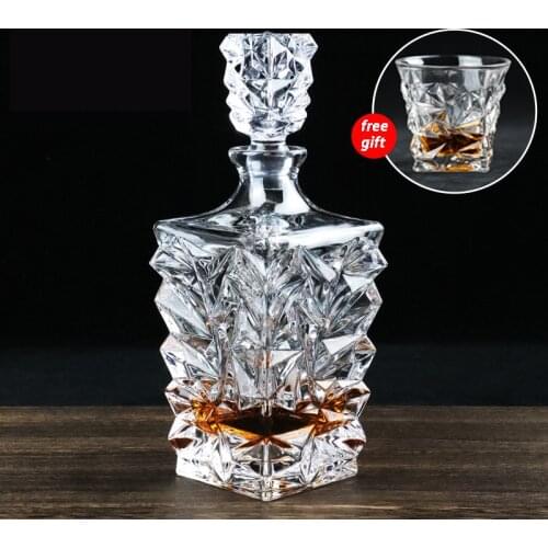 Whiskey bottle empty bottle crystal glass wine household luxury set high-grade wine bottle with sobriety cover