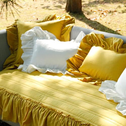 Cilected Pure Color Large Lace Ruffle Cushion Cover Simple Cotton Pillow Cover Sofa Decorative Cushion Pillowcase 60X60Cm