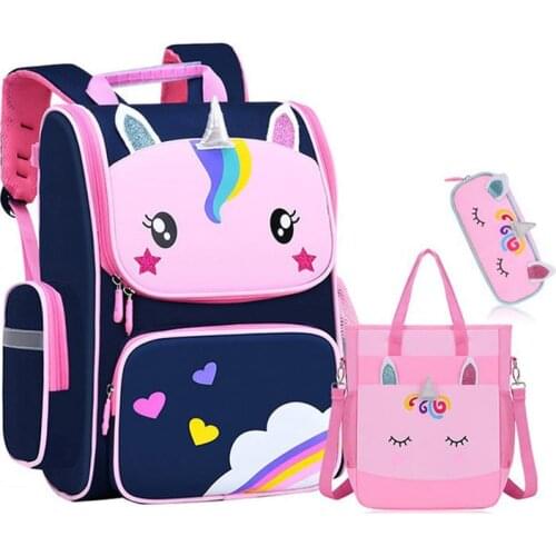 Kids School Backpack Girls Sweet Lightweight Waterproof Primary Schoolbags All Open Bag Cartoon 3D Creative Children School Bag