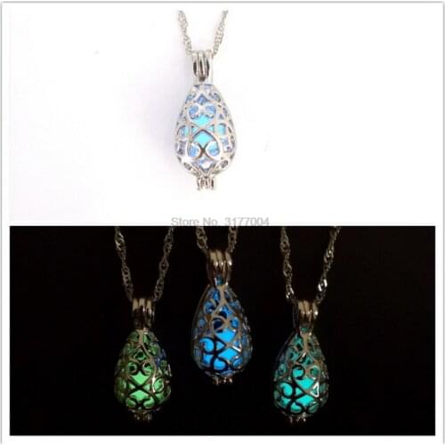 DHL 500pcs Cage Glow In The Dark Moon Necklace Locket Pendant Glow NecklaceParty Novel Hallowen Gifts Scarf