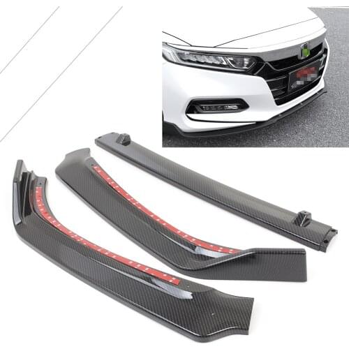 For Honda Accord 2018 New 3PCS Car Front Bumper Lip Trim Around Grill Below Lip Cover Protector w/ Mounting Bolts