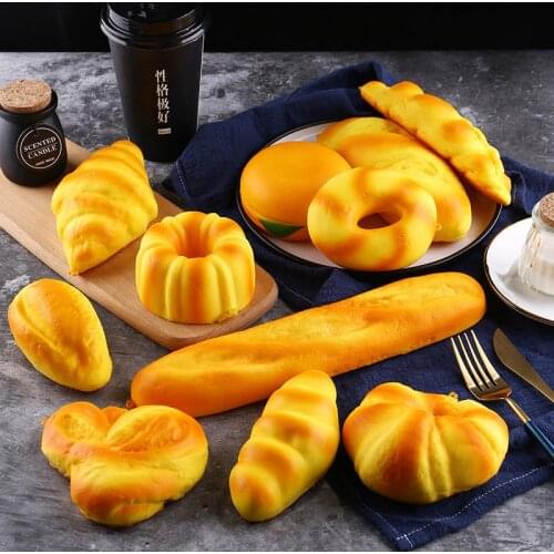 French Baguettes Kawaii Squishy Rising Jumbo Rainbow Icecream Squeeze Pillow Loaf Cake Bread Toy charms
