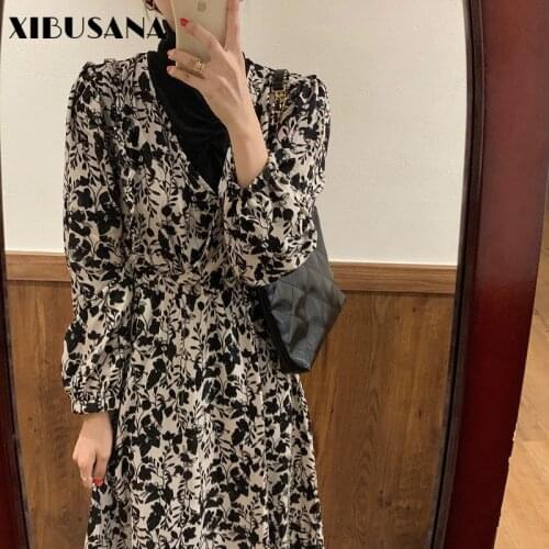 French Retro Chic Women Patchwork Dresses 2021 Spring Long Sleeve Turtlenck Floral Printed Maxi Dresses Mujer Vestidos Plus Size