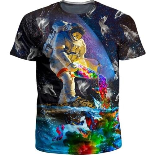 YX GIRL Men Women streetwear Fashion T-Shirt astronaut Feeding The Universe Funny 3d Printed tshirts summer Casual t shirt