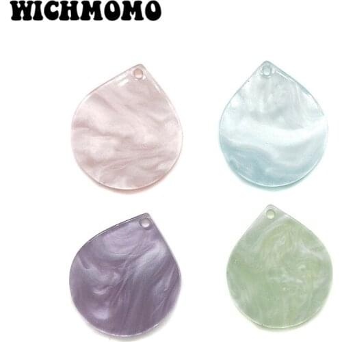 New 6 Pieces 22mm High Quality Acetic Acid Resin Water Drop Smooth Charms Pendant for DIY Necklace Earring Jewelry Accessories