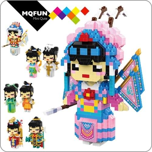 HC Big traditional Chinese opera Vega Cowboy White Lady 3D Model DIY Diamond Mini Building Small Blocks Bricks Toy for Children