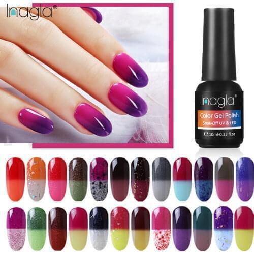 Inagla 100 Colors Temperature Color-Changing 10ML Gel Polish Manicure Thermo Soak Off UV Gel Nail Art Hybrid Varnish Lacquer