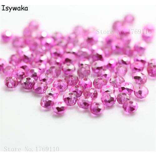 Isywaka New Pink Colors 4mm 145pcs Rondelle Austria faceted Crystal Glass Beads Loose Spacer Round Beads Jewelry Making