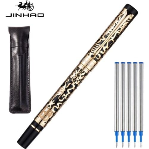 Jinhao 5000 High Quality Dragon Ballpoint Pen Luxury Executive Golden Ball Pen Black Ink Pen Stationery for School Office