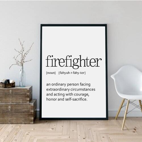 Firefighter Definition Print Firefighter Gift for Him Modern Wall Art Picture Canvas Painting Firefighter Wife Mom Home Decor