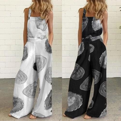 Summer Print Jumpsuit Bodysuit Spring Off Shoulder Sleeveless Straps Romper Women Elegant Pocket Beach Overalls 2021 #T2Q