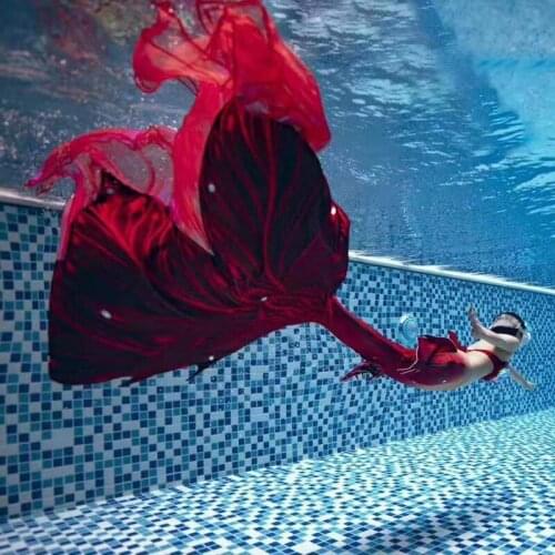 Mermaid Super Long Tulle Tail Swimsuit Summer Beach Mermaid Matching Monofin Swimming Cosplay Custom Performance Costume