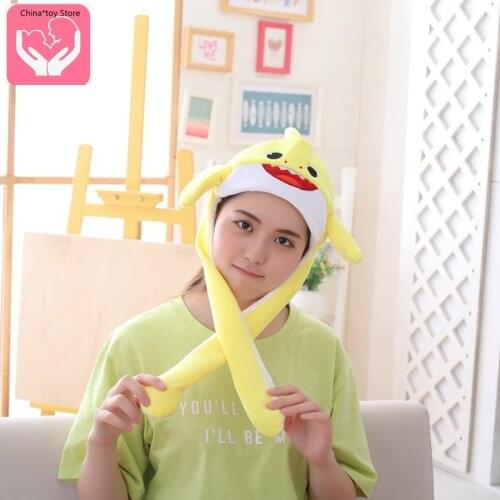 Hot Selling Colorful Shark Headgear with Moving Ears, Hat, Shiny Hat, Plush Toy Doll PP Cotton