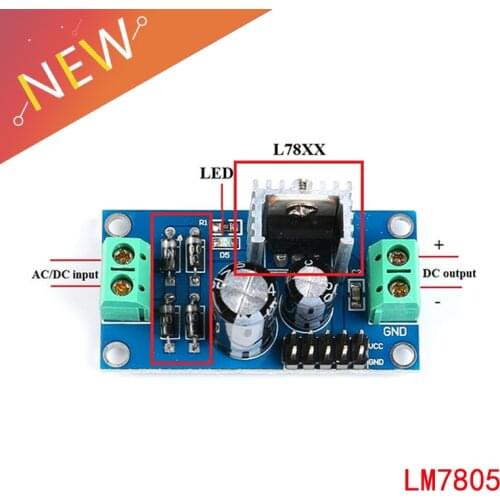 LM7805 DC/AC Three Terminal Voltage Regulator Power Supply Module 5V Output Max 1.2A