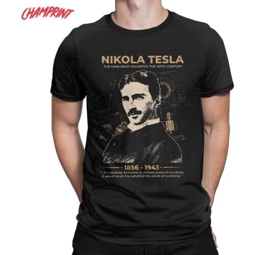 Mens Nikola Tesla T Shirt Science Scientists Subject Inventor Physics 100% Cotton Clothing Round Neck Tees Plus Size T-Shirts