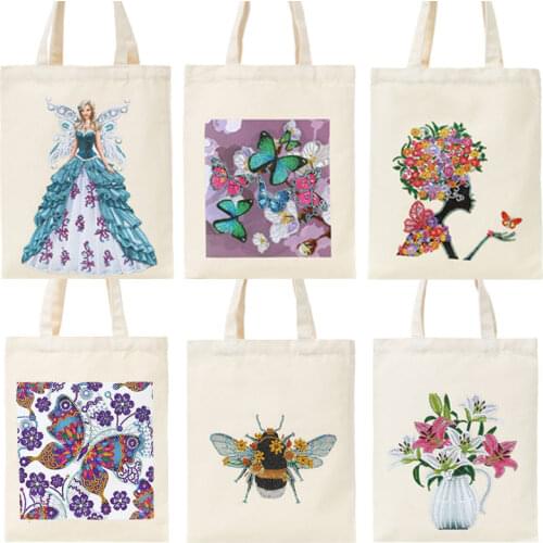 DIY Plant Animal Diamond Painting Shopping Tote Bags Mosaic Kit Rhinestone Drawing Picture Set Art Craft Shoulder Handbags Women