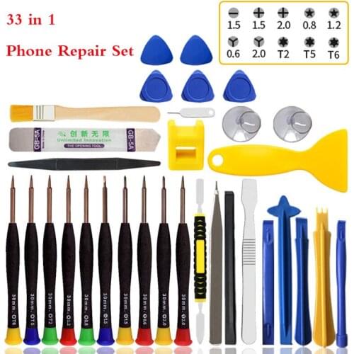 33 in 1 Mobile Phone Repair Tools Kit Professional Opener Spudger Pry Screwdriver Set For Iphone Samsung Screw Driver CellPhone